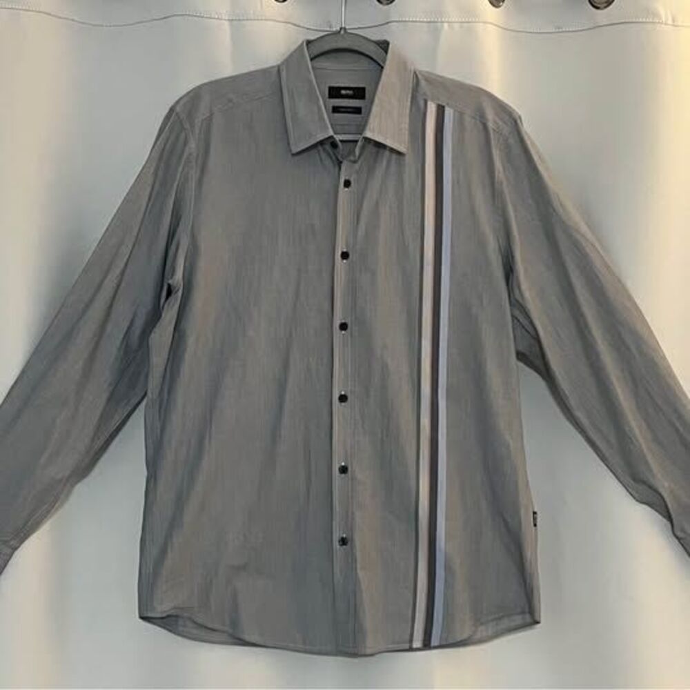 Hugo Boss Button Up Long Sleeve Casual Shirt Gray Size L